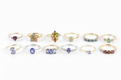 Lot 68 - A collection of stone set dress rings, to...