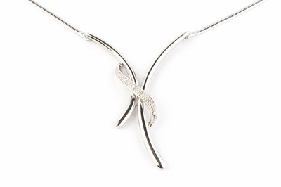 Lot 137 - A diamond set pendant necklace, the crossover...