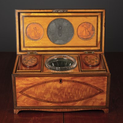 Lot 364 - A George III satinwood tea caddy with...