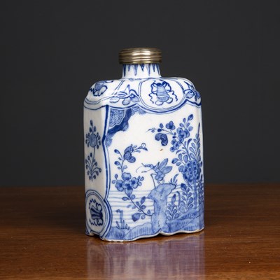 Lot 365 - An 18th century Dutch delftware tea canister...