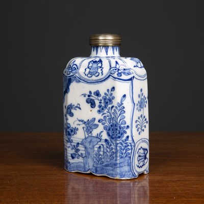 Lot 365 - An 18th century Dutch delftware tea canister...