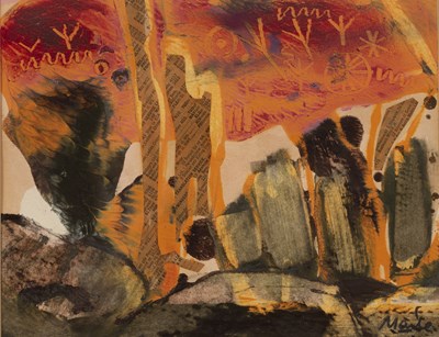 Lot 251 - Beryl Maile, 'Cave at Eyers Rock', oil on...