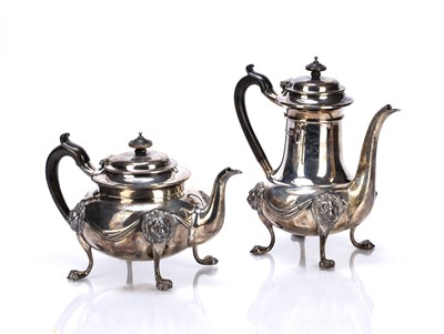 Lot 424 - Victorian silver teapot and coffee pot both...