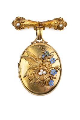 Lot 82 - An Aesthetic style pearl and enamel locket...