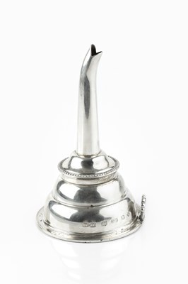 Lot 339 - A silver wine funnel, with beaded borders,...