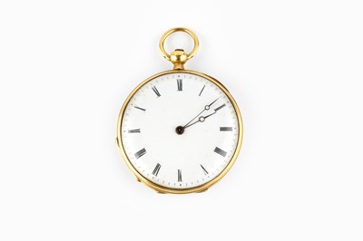 Lot 210 - A 19th century open face fob watch, the white...