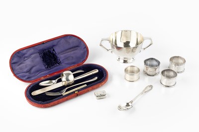 Lot 573 - A collection of silver, comprising a twin...