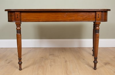 Lot 143 - A mahogany demi-lune side table on turned...