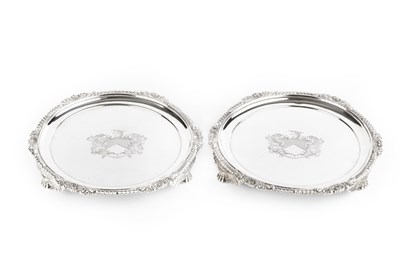 Lot 574 - A pair of George III silver salvers, the...