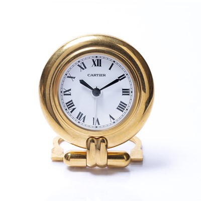 Lot 494 - Must De Cartier alarm clock, in gold-coloured...