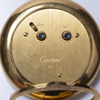 Lot 494 - Must De Cartier alarm clock, in gold-coloured...