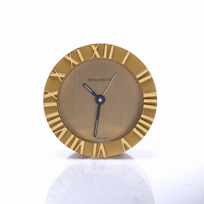 Lot 487 - Tiffany & Co 'Atlas' brass desk clock, the...