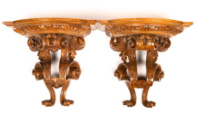 Lot 458 - A pair of carved continental satin birch bow...