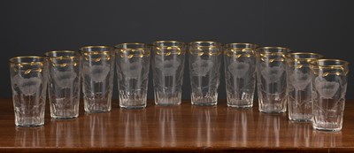 Lot 377 - A set of ten cut glass and parcel gilt...