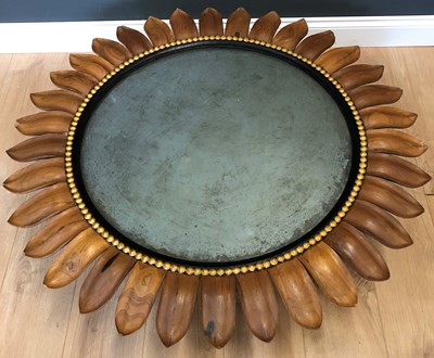 Lot 381 - A carved hardwood contemporary sunflower...