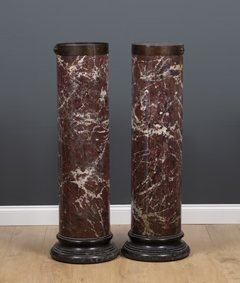 Lot 4 - A pair of Scagliola marble columna sculpture...