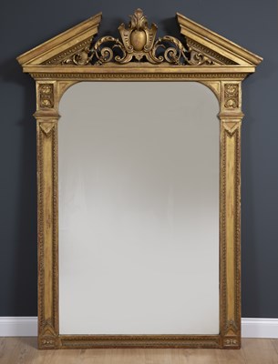 Lot 11 - A large George III gilt pier mirror with...