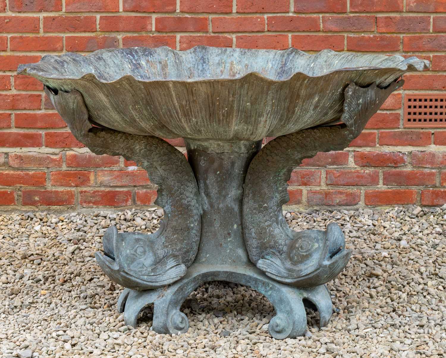 Lot 743 - A large bronze fountain with petal moulded...
