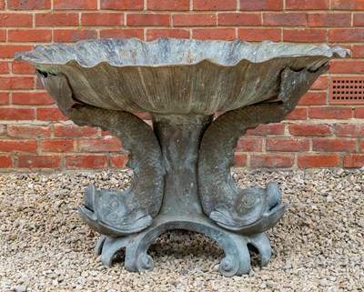 Lot 743 - A large bronze fountain with petal moulded...