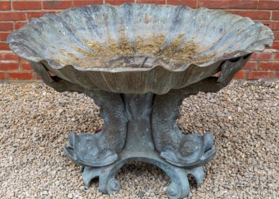 Lot 743 - A large bronze fountain with petal moulded...