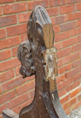 Lot 805 - A Victorian pine pew with carved finials to...