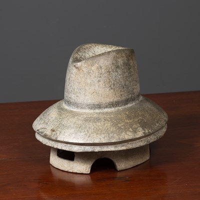 Lot 347 - A cast metal mould for a hat, 31cm long x 25cm...