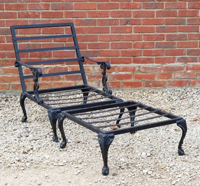 Lot 765 - A black painted cast aluminium garden chair...