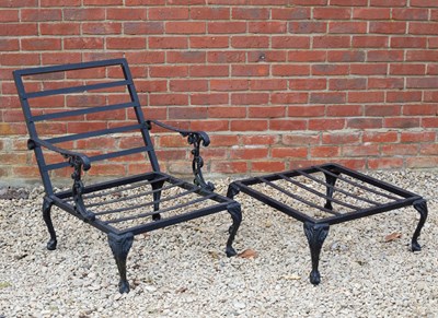 Lot 765 - A black painted cast aluminium garden chair...