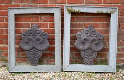 Lot 766 - A pair of painted cast terracotta elements...