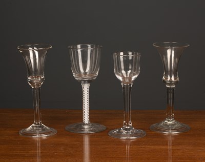 Lot 417 - Two antique wine glasses with bell shaped...