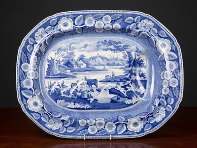 Lot 418 - A George III blue and white meat platter circa...