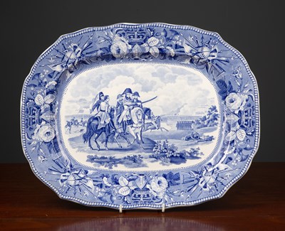 Lot 420 - A George III blue and white meat platter...