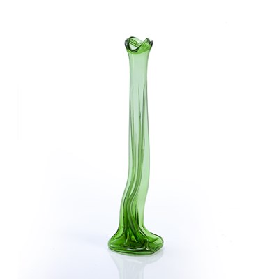 Lot 419 - In the manner of Loetz green glass vase with...