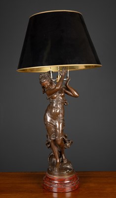 Lot 67 - A table lamp constructed from a bronzed French...