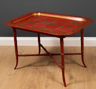 Lot 72 - A chinoiserie style tray top table with...