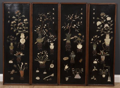 Lot 73 - A set of four decorative Chinese black...