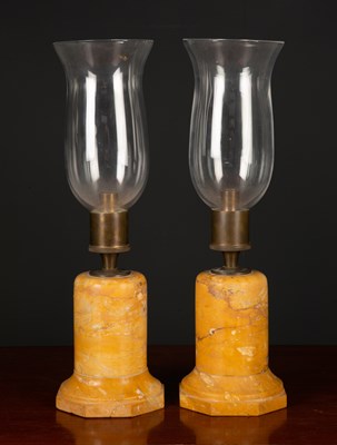 Lot 493 - A pair of contemporary candle storm lights...