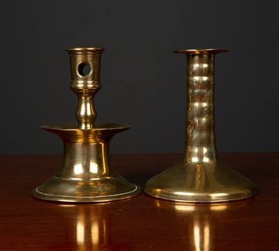 Lot 348 - A mid to late 17th century brass candlestick...