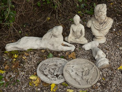 Lot 657 - A pair of cast reconstituted stone circular...