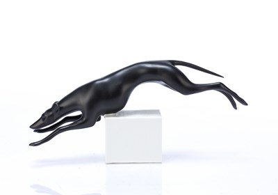 Lot 375 - Royal Dux porcelain model of a greyhound,...