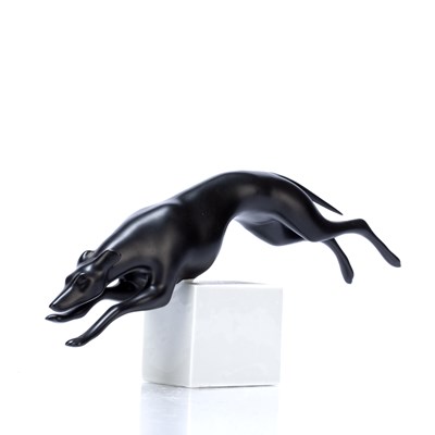 Lot 375 - Royal Dux porcelain model of a greyhound,...