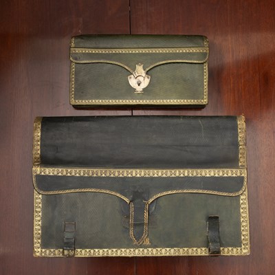 Lot 341 - A 19th century continental green leather and...