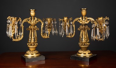 Lot 469 - A pair of late 19th century gilt metal three...