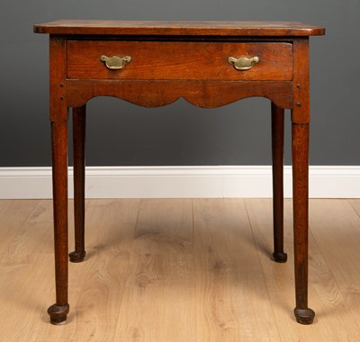 Lot 99 - A Georgian oak side table with a single drawer,...