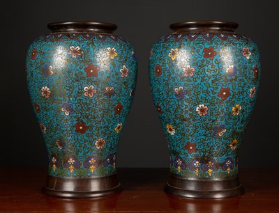 Lot 102 - A pair of 19th century Oriental cloisonne...