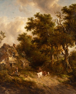 Lot 103 - Richard Hilder (1813-1853) A country path with...