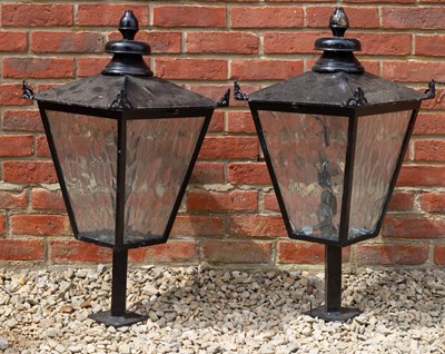 Lot 792 - A pair of black painted square section pier...