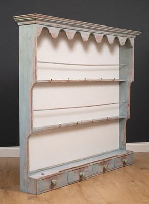 Lot 299 - A painted pine plate rack with four spice...