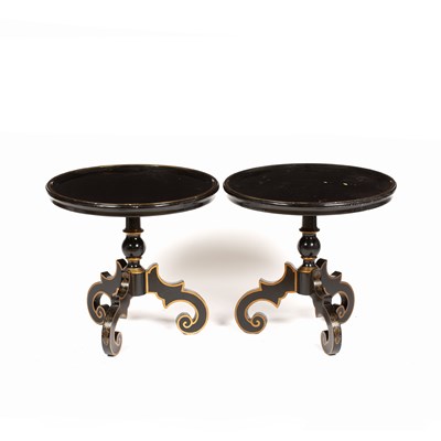 Lot 305 - A pair of black lacquered occasional tables...