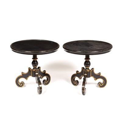 Lot 306 - A pair of black lacquered occasional tables...